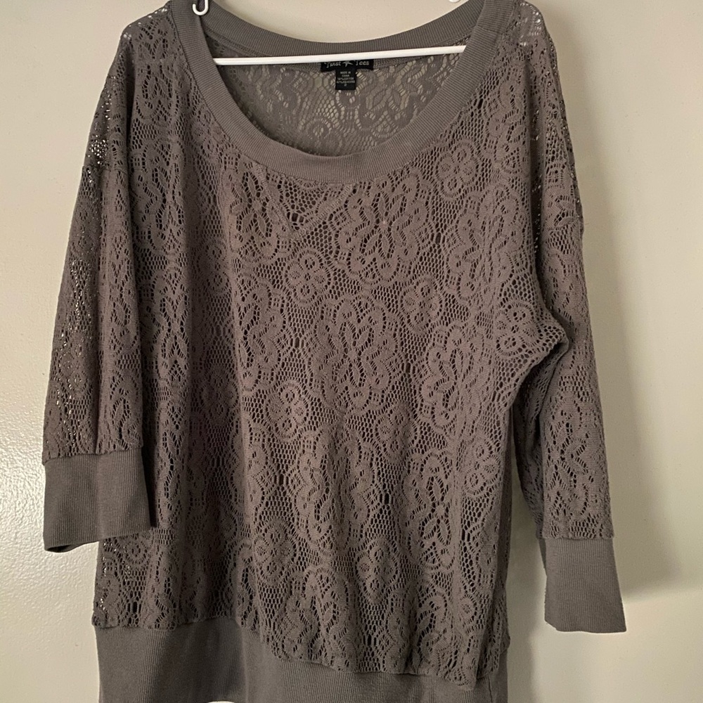Torrid gray lace 3/4 sleeve sweater